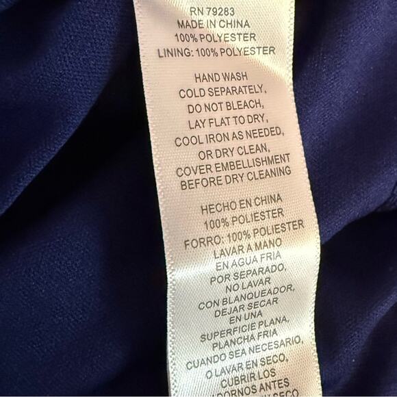 Alex Evenings Plus Size Portrait-Collar Side-Ruched A-Line Dress Blue Sz 18W - Picture 8 of 9